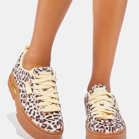 Puma Leopard Print Sneakers with Brown Soles - Picture 3 of 7